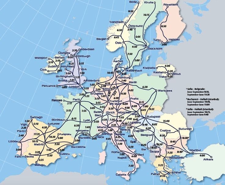 Conex&otilde;es de trem na Europa