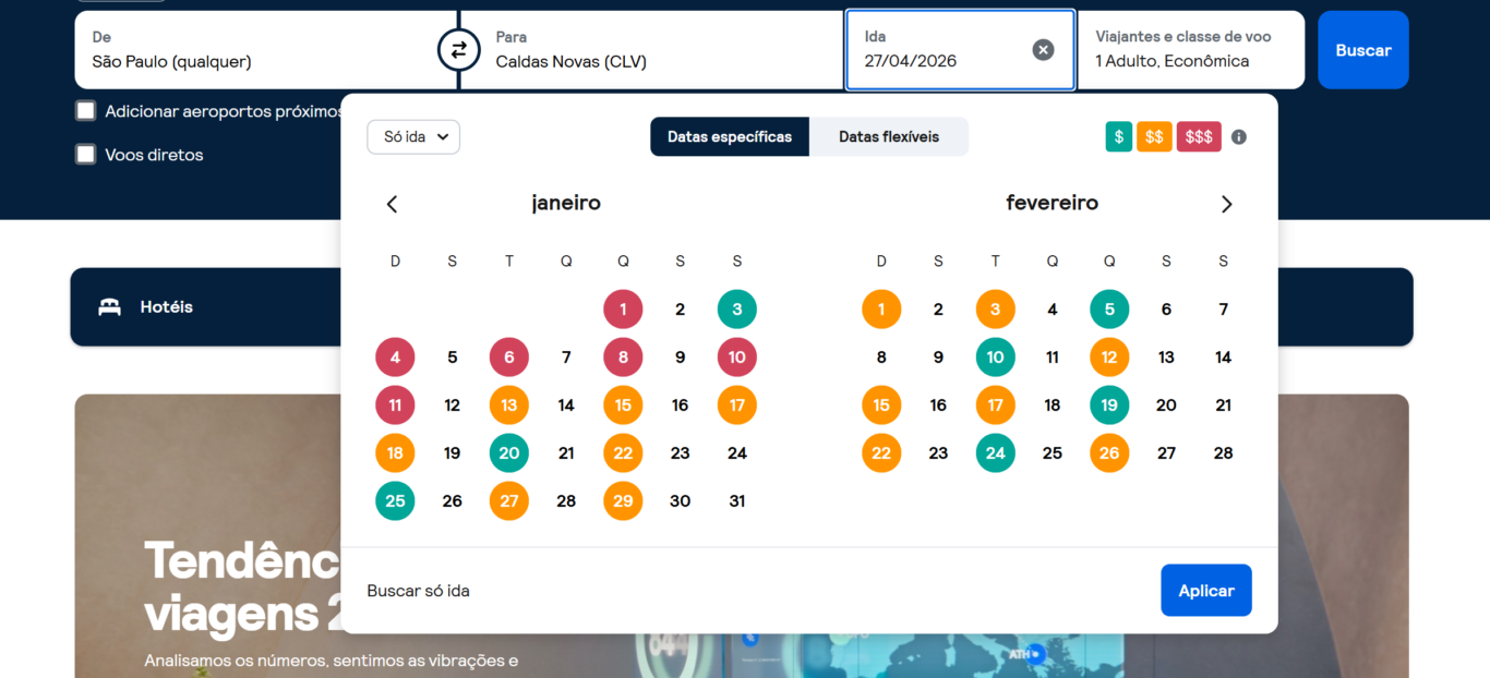 Comparador de passagens aéreas - Caldas Novas