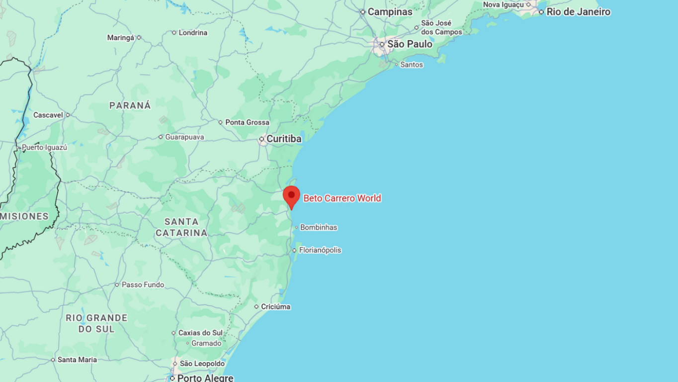 Mapa com a localização do Beto Carrero World Mapa com a localização do Beto Carrero World