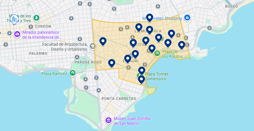 Mapa do Booking de Montevidéu Mapa do Booking de Montevidéu