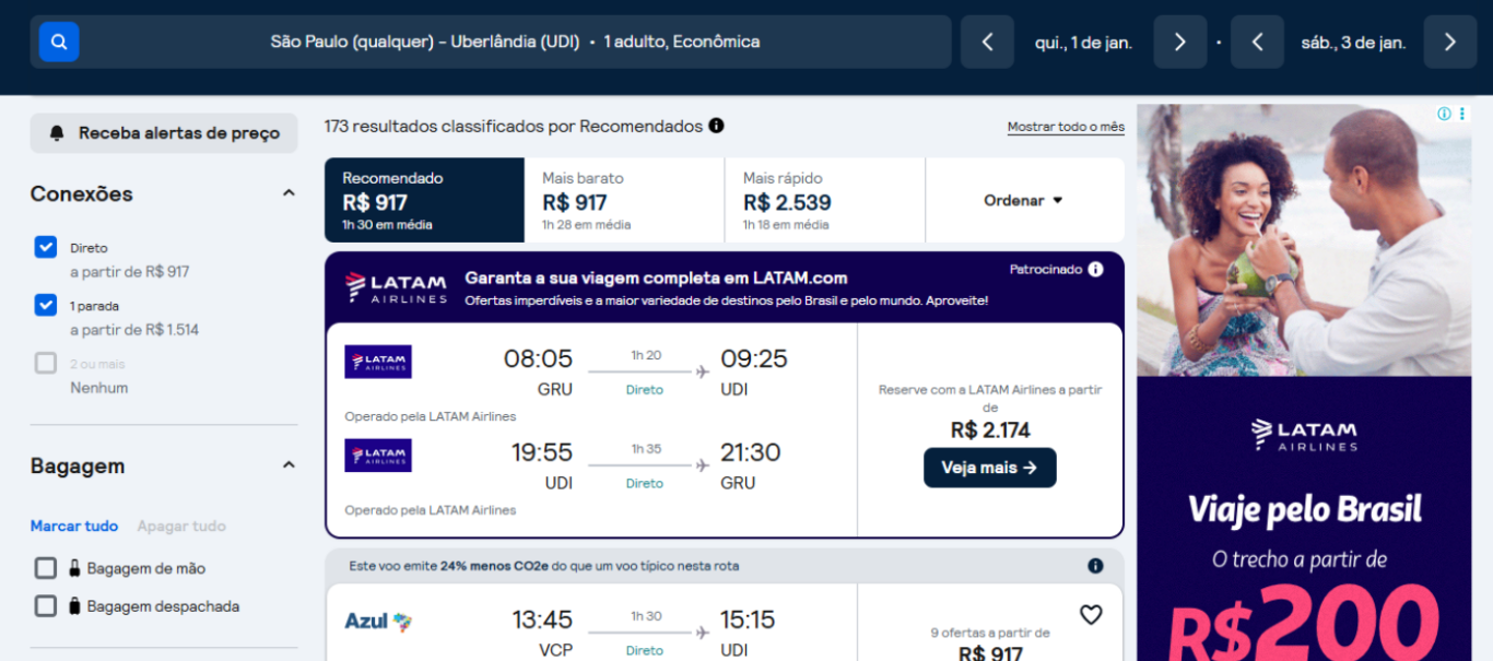 Preço dos voos no comparador de passagens aéreas em Minas Gerais Preço dos voos no comparador de passagens aéreas em Minas Gerais