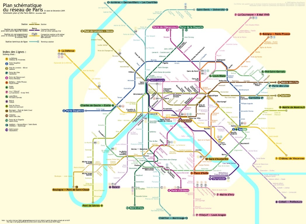 Linhas de metrô em Paris