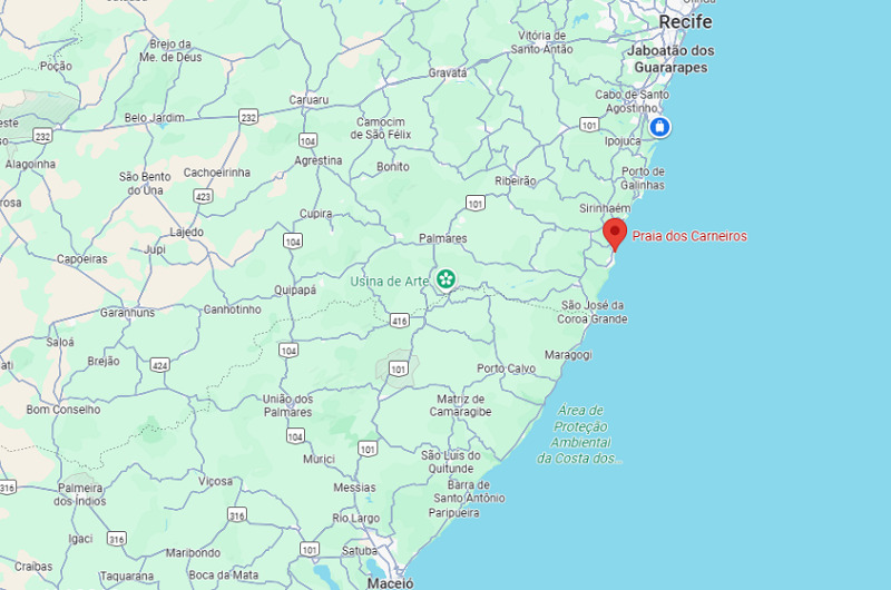 Mapa Praia dos Carneiros Mapa Praia dos Carneiros