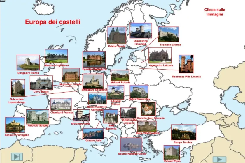 Mapa dos Castelos na Europa Mapa dos Castelos na Europa