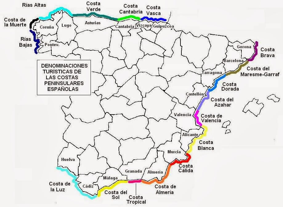 Mapa da Costa espanhola