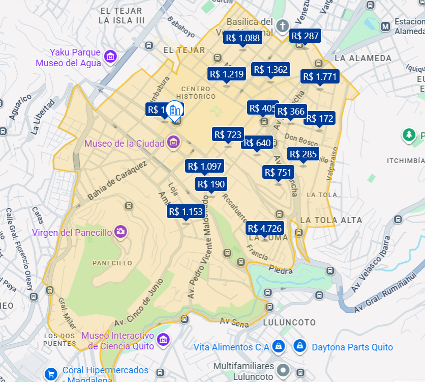 Mapa do Centro Histórico de Quito Mapa do Centro Históric de Quito