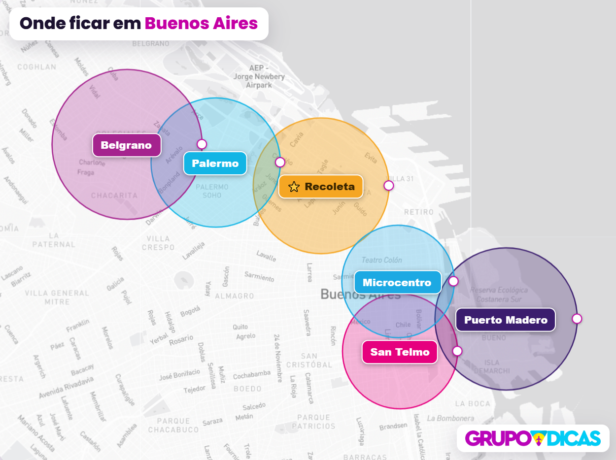 Bairro Recoleta em Buenos Aires Mapa de Buenos Aires