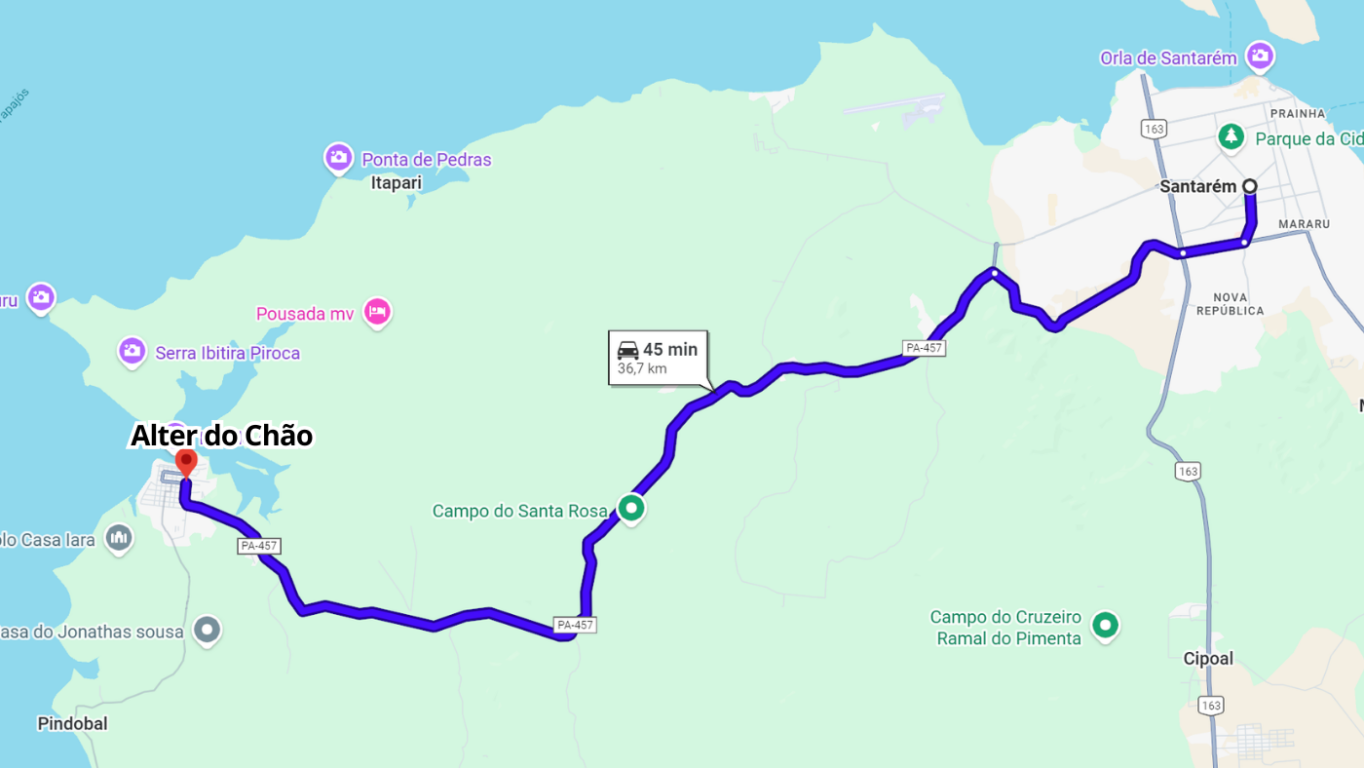 Rota para Alter do Ch&atilde;o