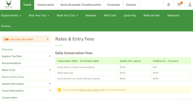 Custos e a taxa de conservação do parque Custos e a taxa de conservação do parque