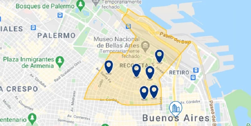 Mapa booking Buenos Aires