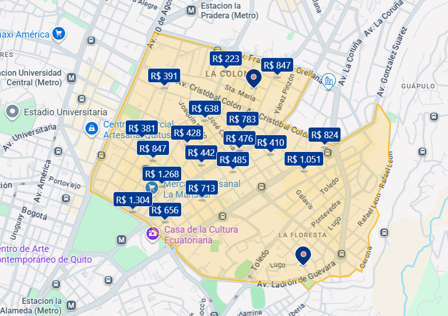 Mapa de La Mariscal Mapa de La Mariscal