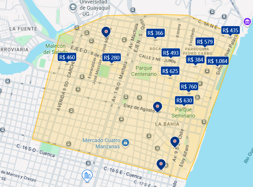 Mapa do Centro hist&oacute;rico