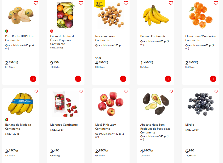 Frutas no mercado Continente Frutas no mercado Continente