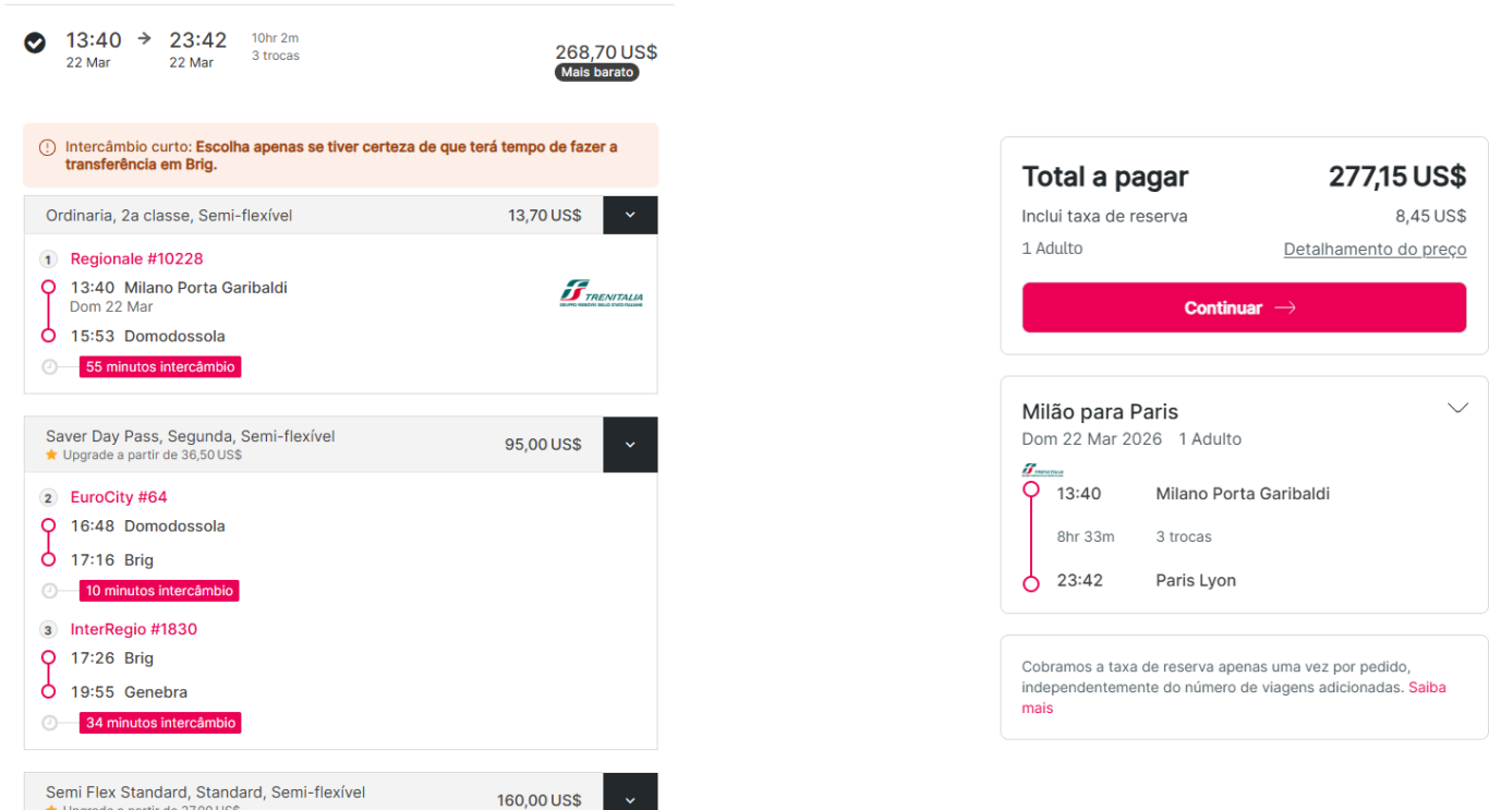 Buscador sinalizando a passagem mais barata