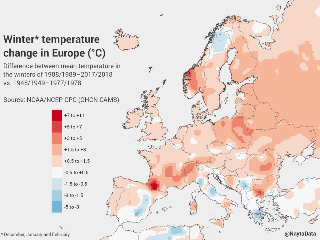 Temperatura anual no inverno europeu Temperatura anual no inverno europeu