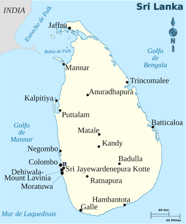 Mapa do Sri Lanka