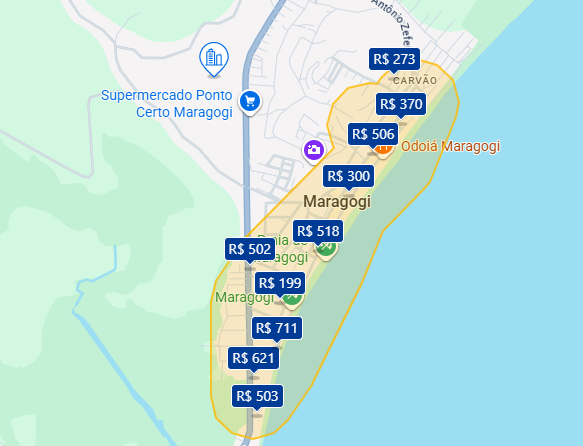 Mapa do Booking de Maragogi Mapa do Booking de Maragogi