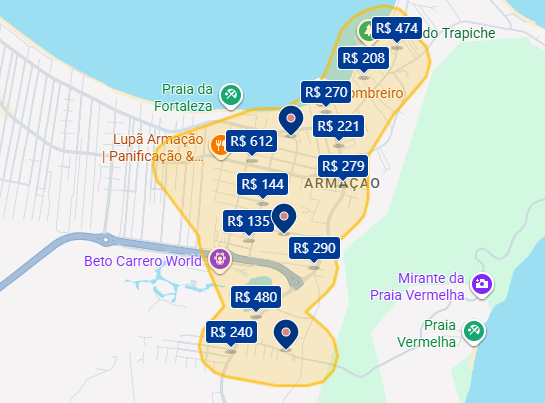 Mapa do Booking de Penha Mapa do Booking de Penha