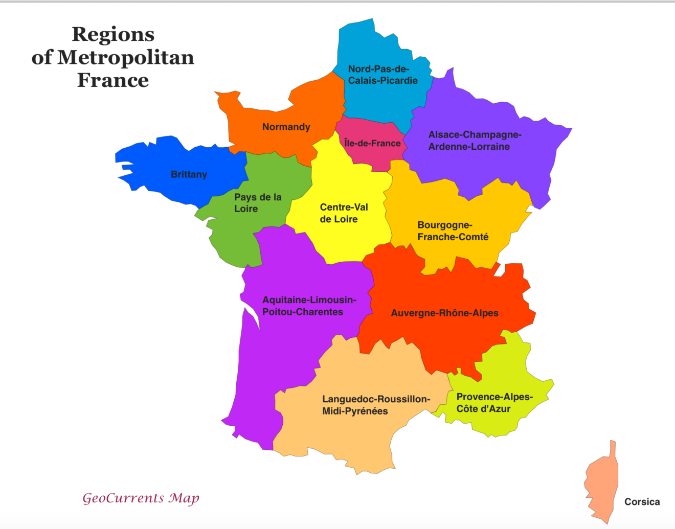 Mapa das regiões da França Mapa das regiões da França