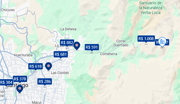 Mapa do Booking de Valle Nevado Mapa do Booking de Valle Nevado
