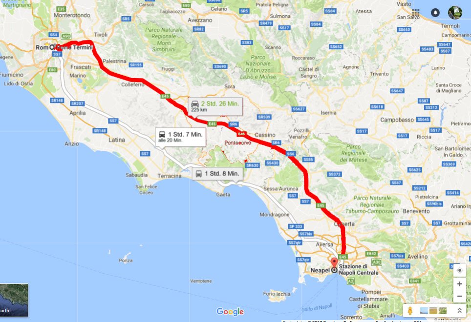 Mapa de Roma até Nápoles Mapa de Roma até Nápoles
