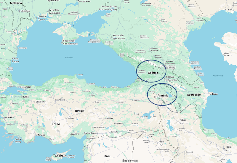Mapa Geórgia e Armênia Mapa Geórgia e Armênia
