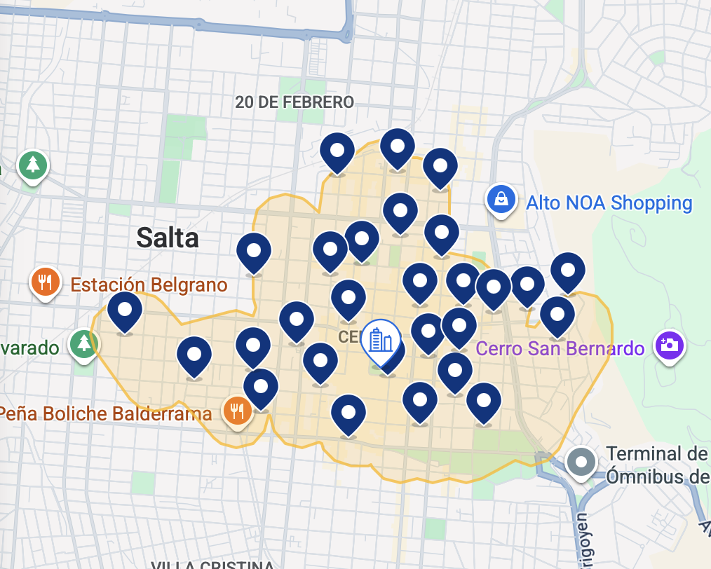Mapa da melhor região em Ushuaia