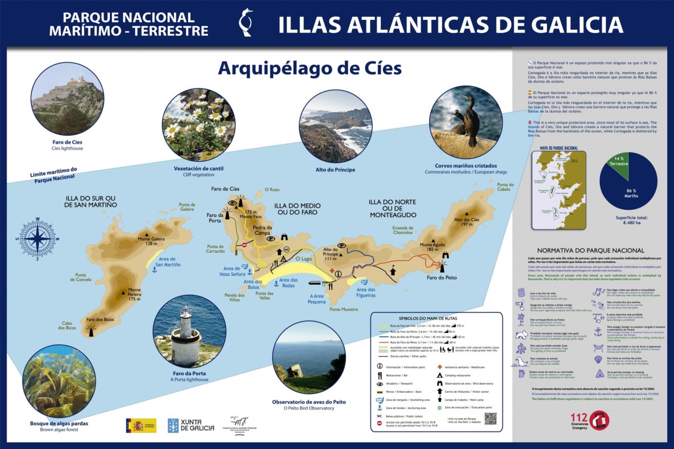 Mapa das Ilhas Cíes Mapa das Ilhas Cíes