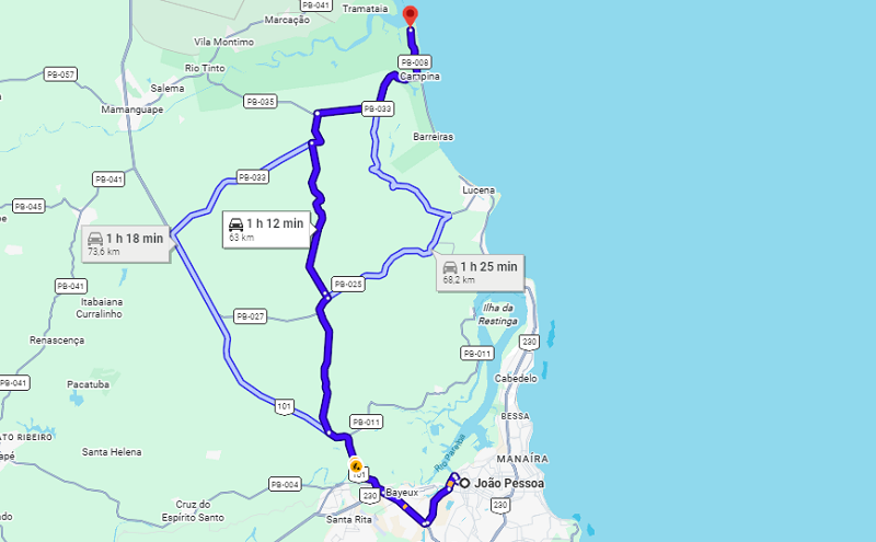 Barra de Mamanguape na Paraíba: Mapa Barra de Mamanguape na Paraíba: Mapa
