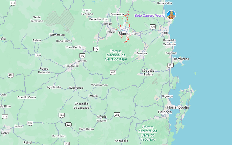 Mapa com a localização de Blumenau Mapa com a localização de Blumenau