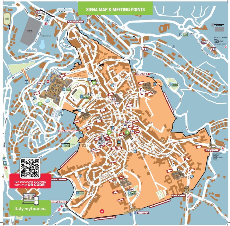 Mapa de Siena na Itália Mapa de Siena na Itália