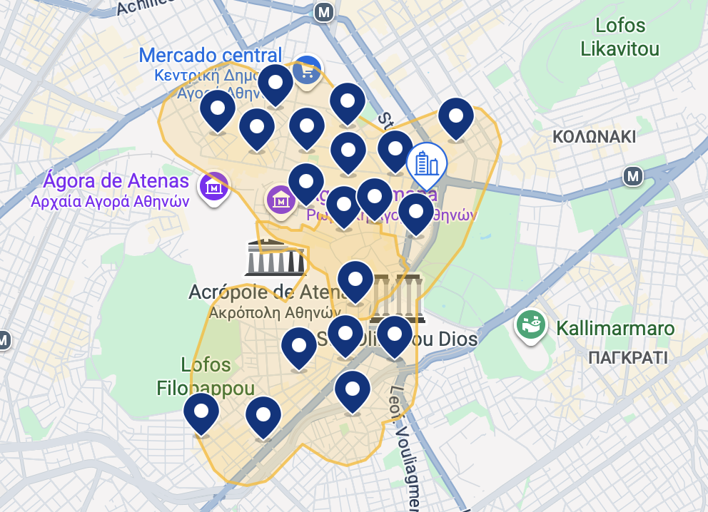 Mapa do Booking de Atenas Mapa do Booking de Atenas