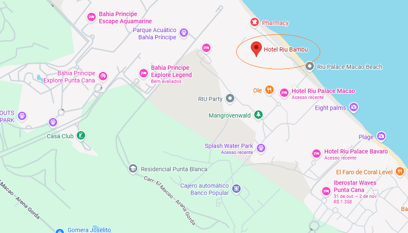 Hotel Riu Bambu em Punta Cana: Mapa