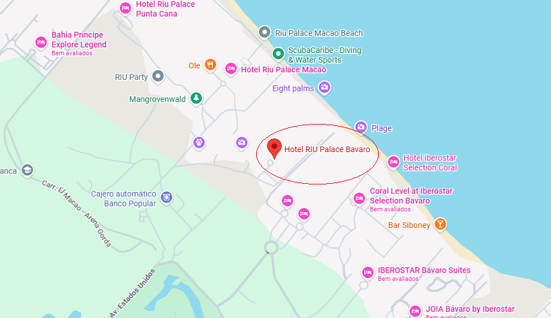 Localiza&ccedil;&atilde;o do hotel RIU Palace Bavaro